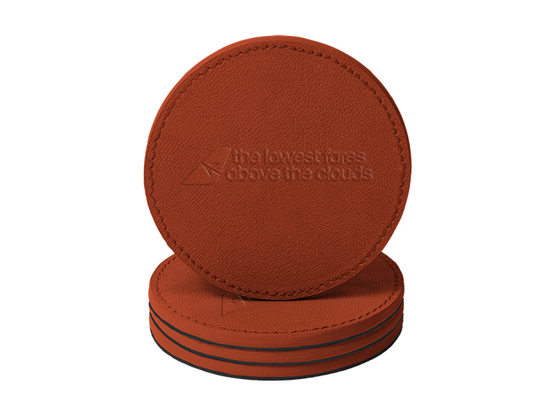 Real Leather Coaster Set w/ Holder