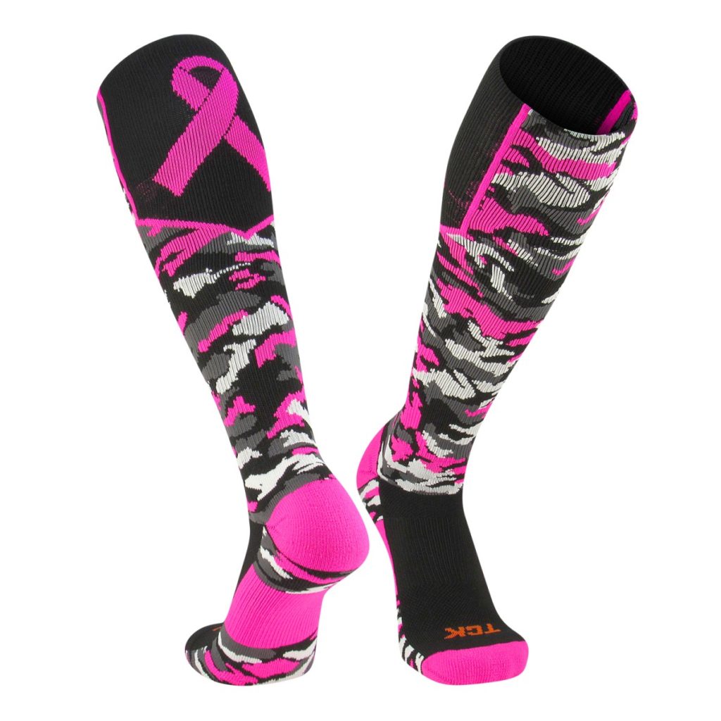 Breast Cancer Awareness Crew Socks Pink Camo 2