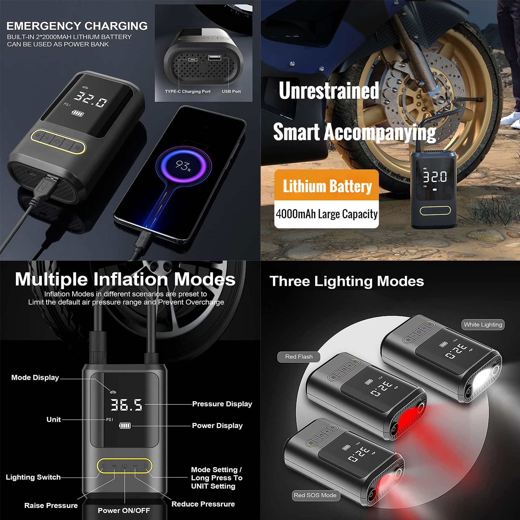Car Air Compressor Mini-Portable Wireless Digital Electric Inflator 1