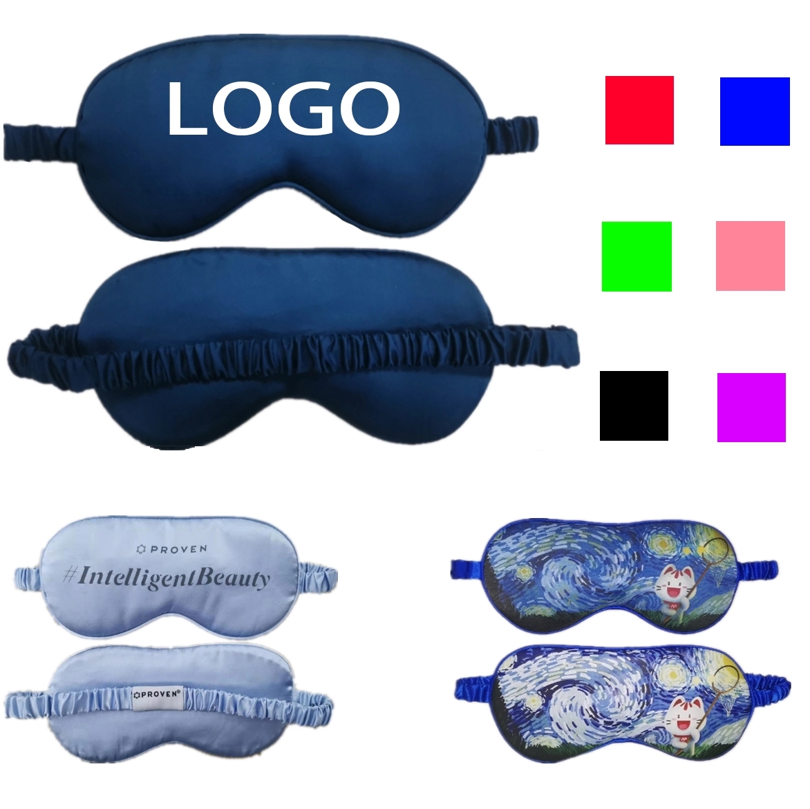Simulation Silk Adjustable Eye Mask MOQ 100 PCS