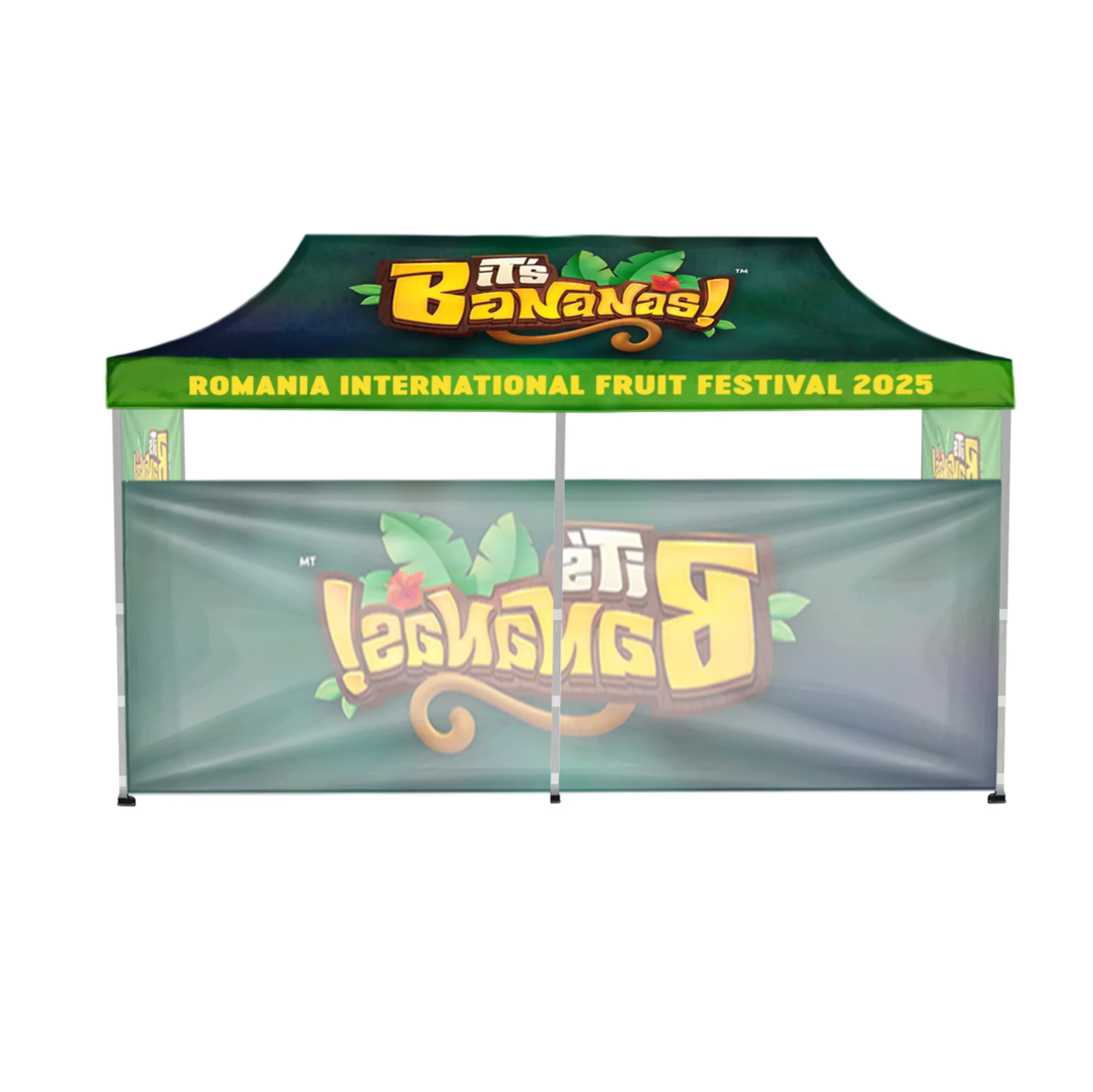 10'x20' Tent Canopy w frame, 1 long half + 2 side full wall 8