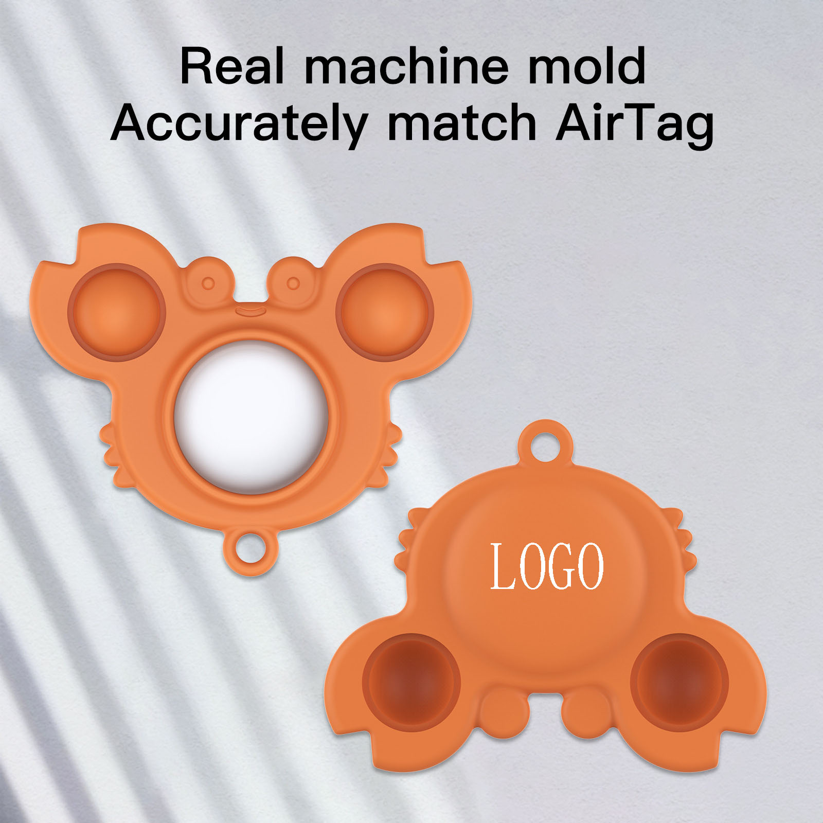 Funny Silicone Fidget Bubble Sensory w/ Key Ring for Airtag Protective 2