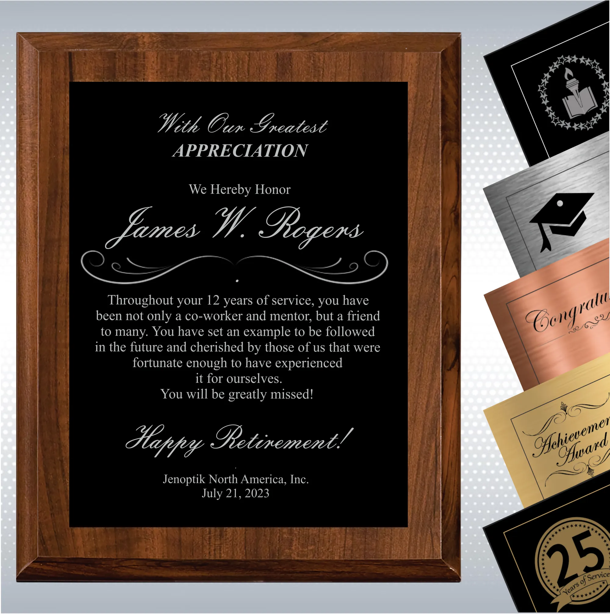 Cherry Finish Plaque Retirement Gift Award 17