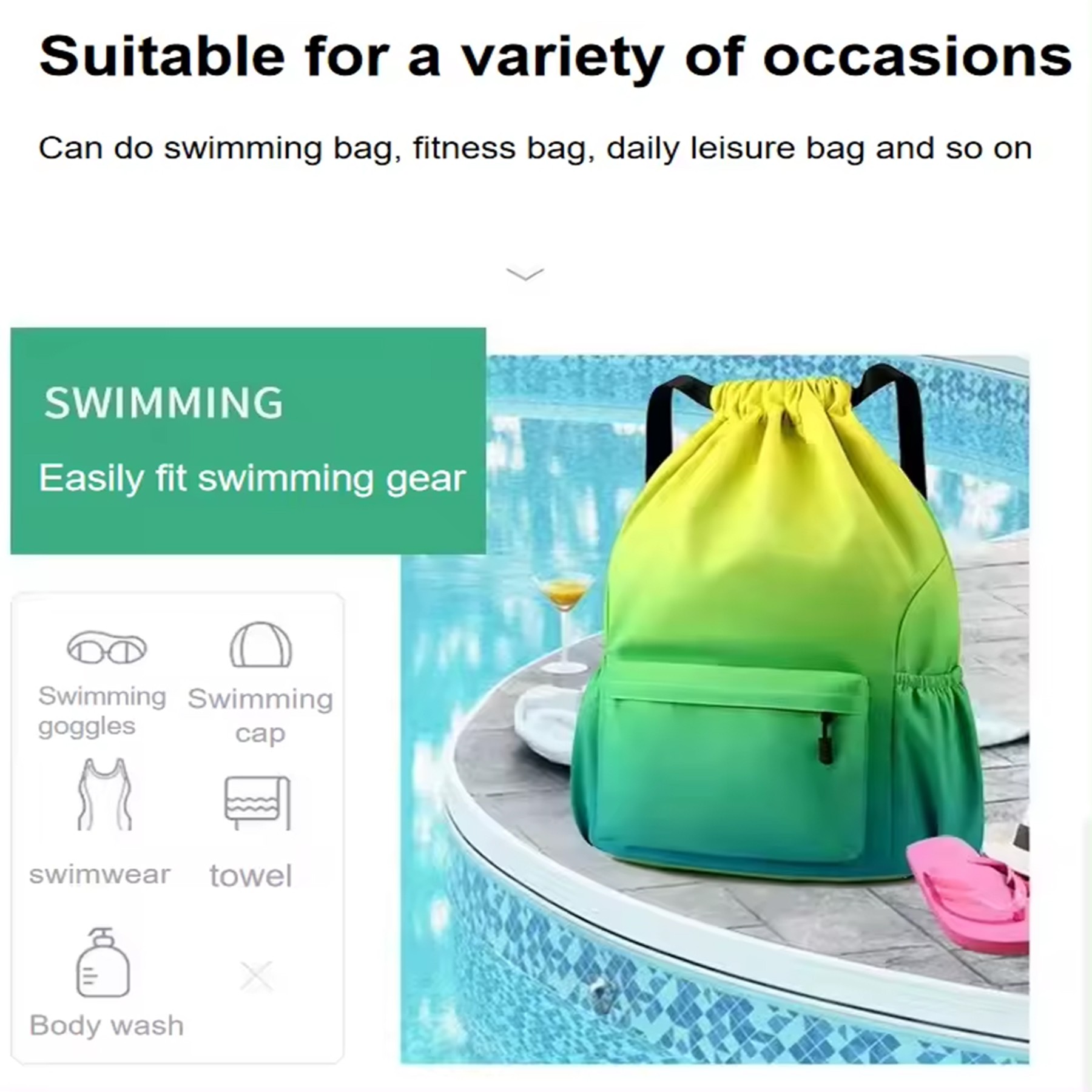 Pocket Drawstring Backpack 3