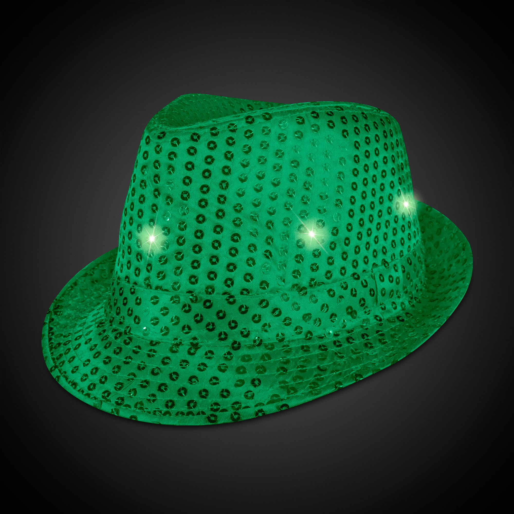 Green Sequin LED Fedora(blank) 5