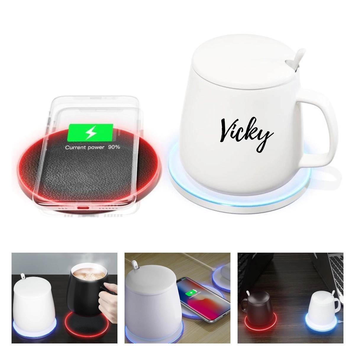 2 In 1 Smart Mug Warmer with Wireless Charger Ember 2