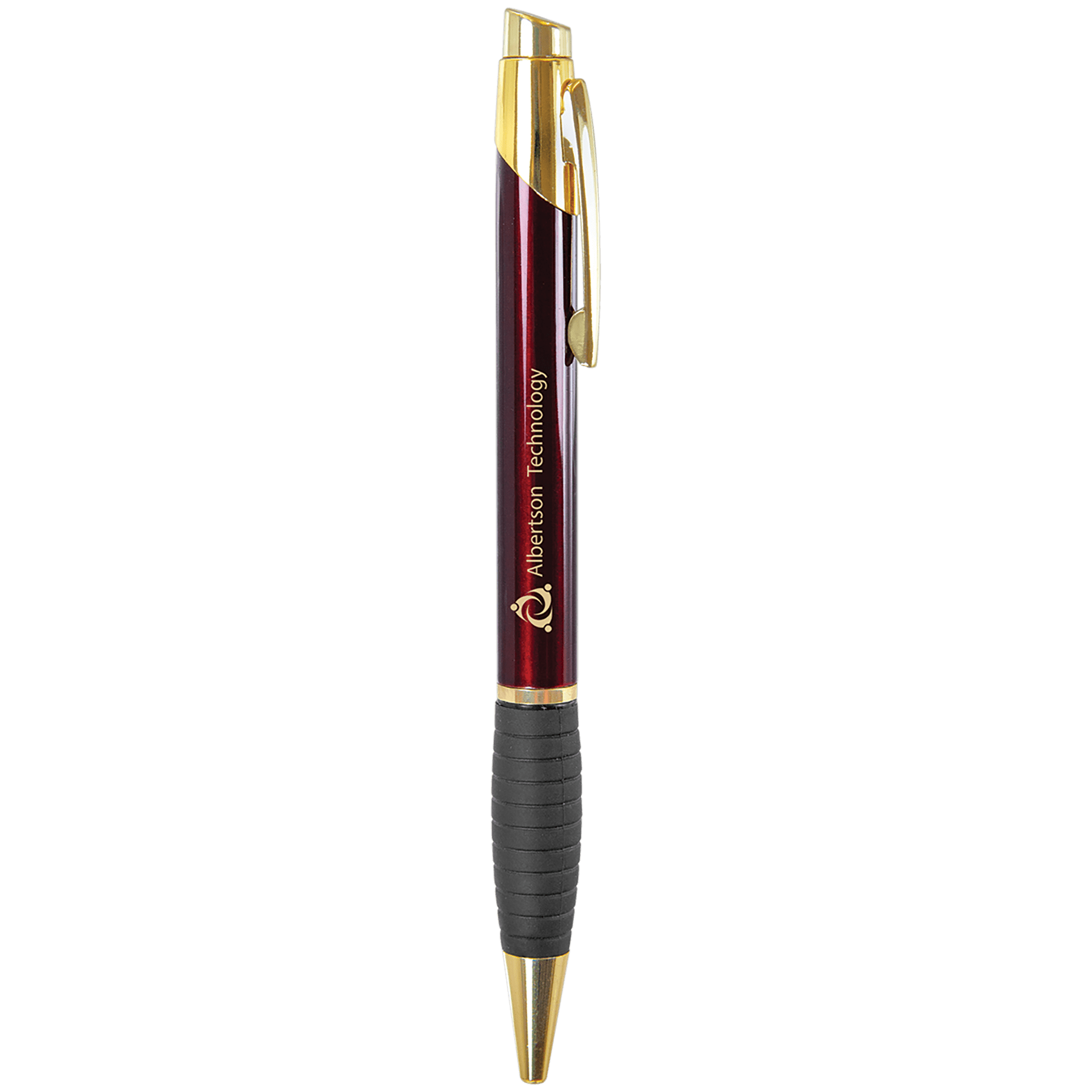 Gloss Burgundy Brass Ballpoint Pen with Gripper 2