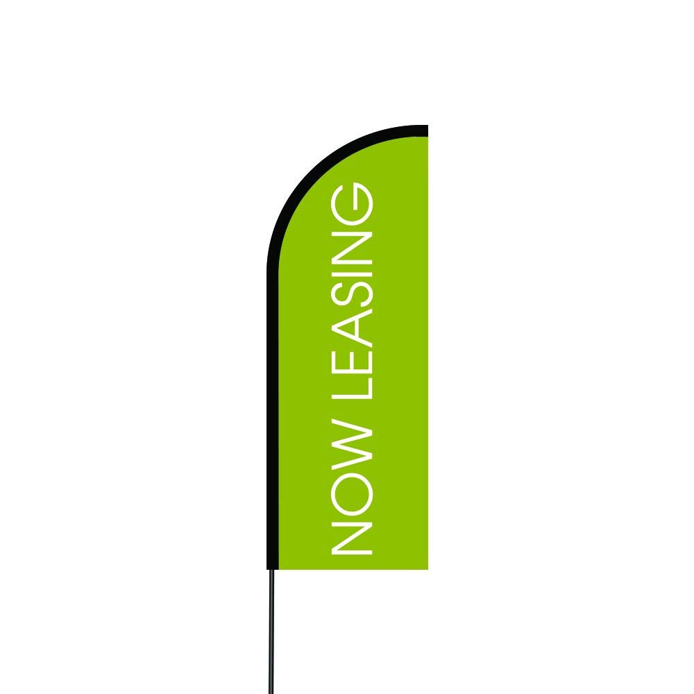 Now Leasing Light Green Flag Kit Hardware 17' Feet Feather Flag Sign Outdoor Banner 1
