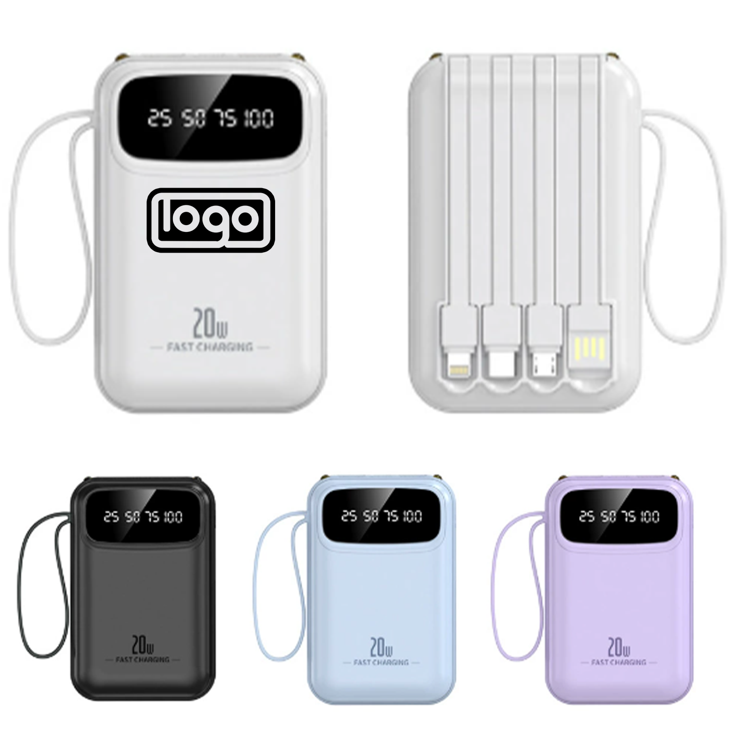 10000mAh Portable Power Bank W/ Built-in Cable 1