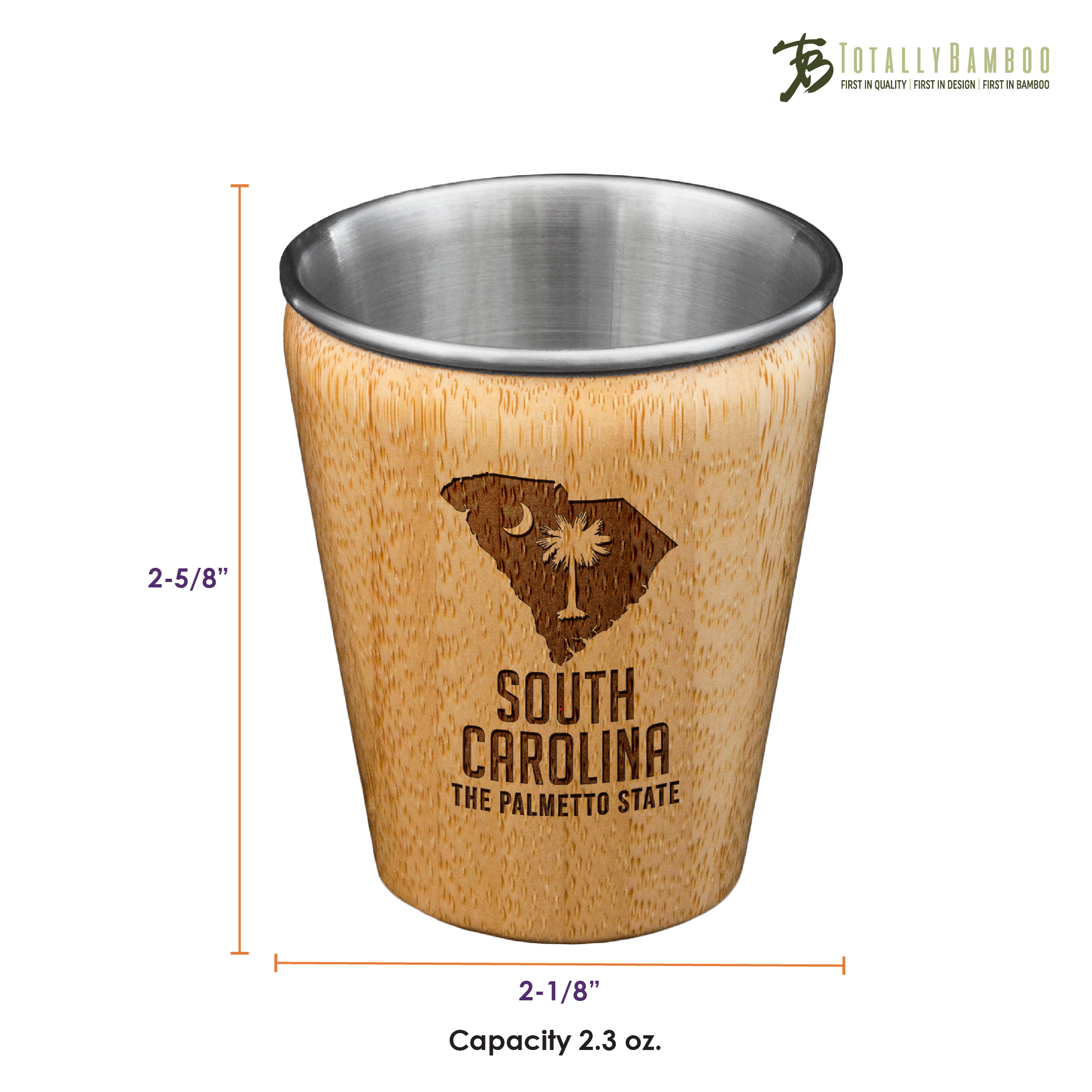 South Carolina State Bamboo and Stainless Steel Shot Glass 3