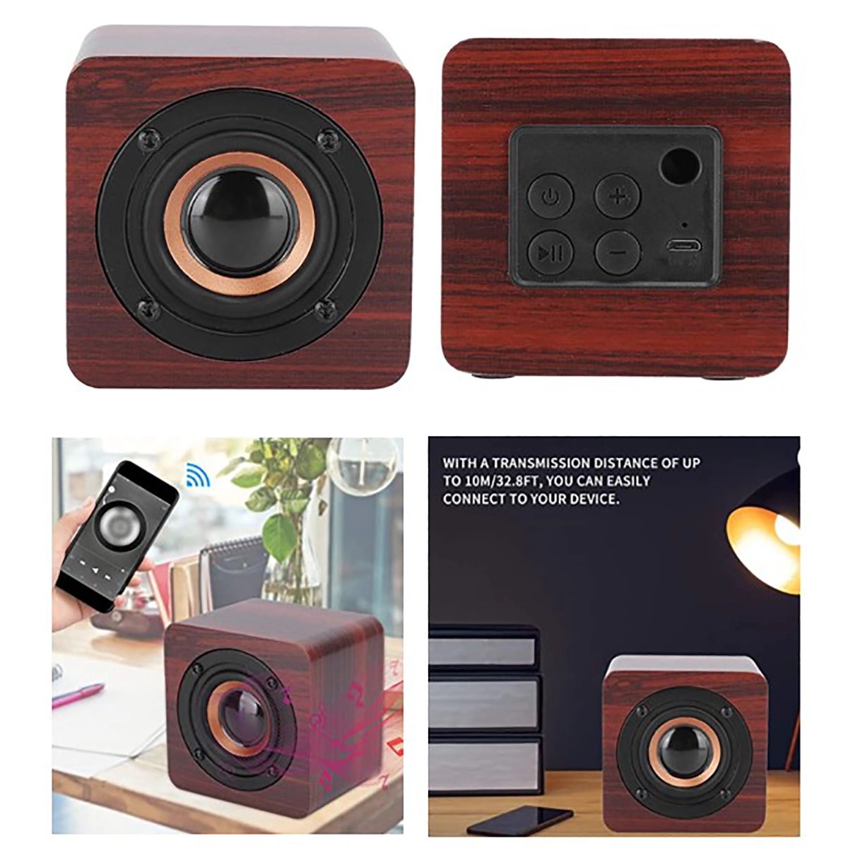 Vintage Wireless Bluetooth Music Player Wood 2