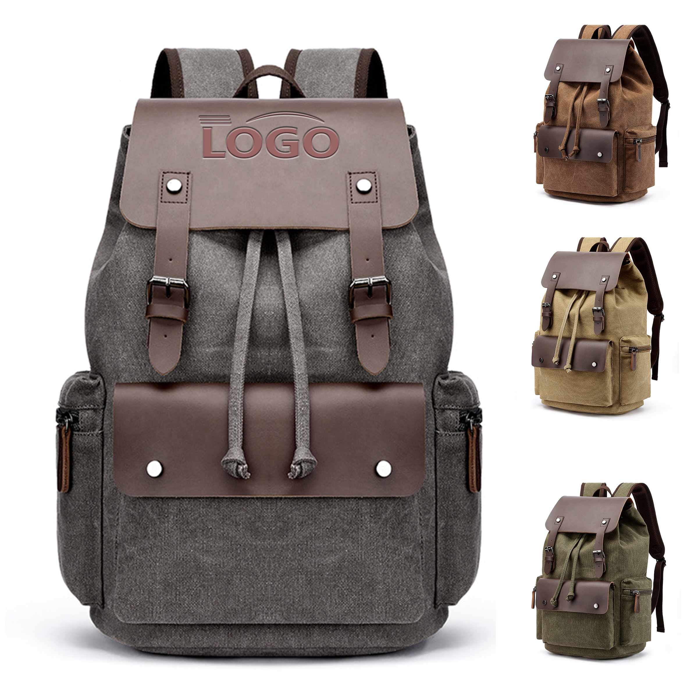 Men's durable canvas laptop backpack with customizable logo 4
