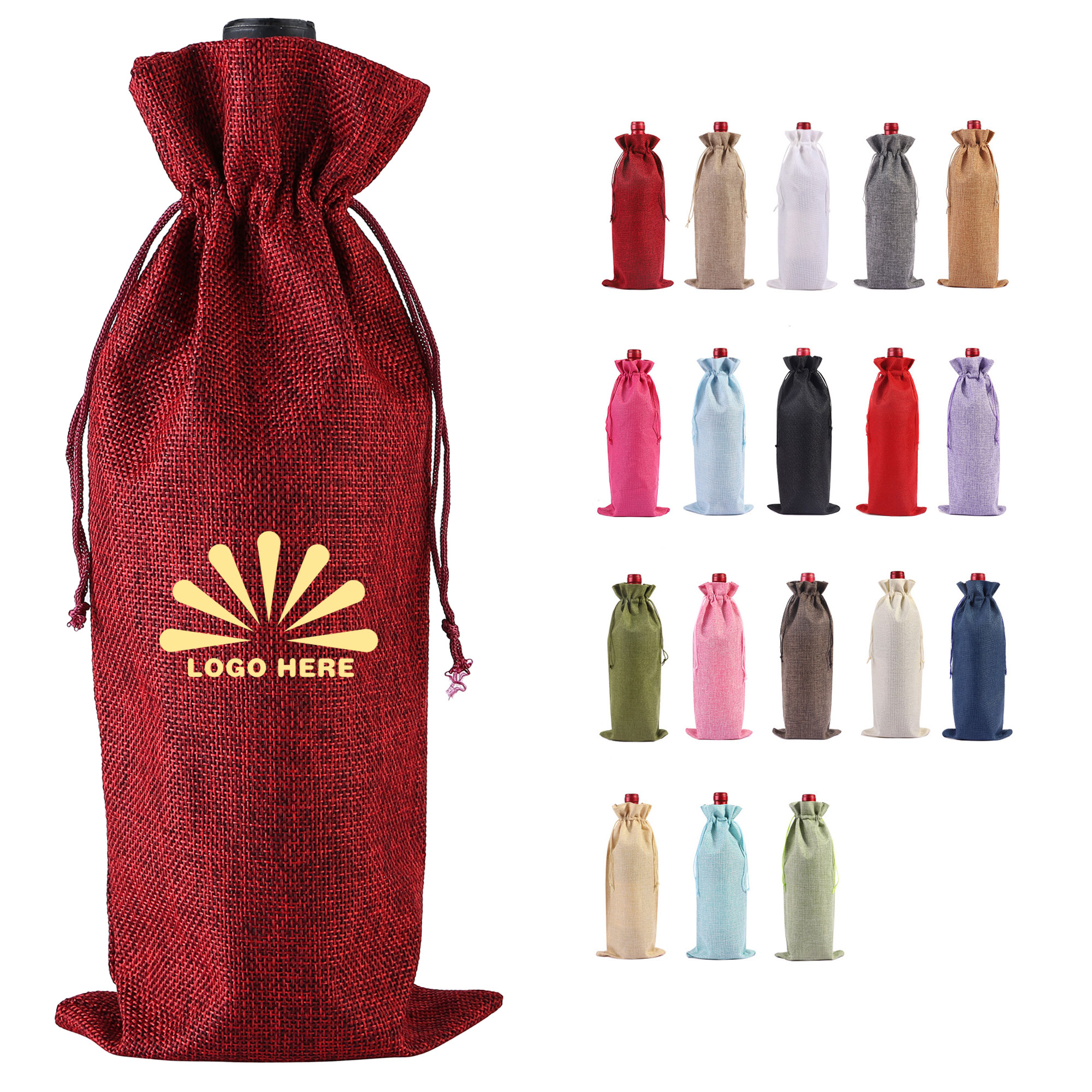 Christmas Burlap Linen Wine Bags 5