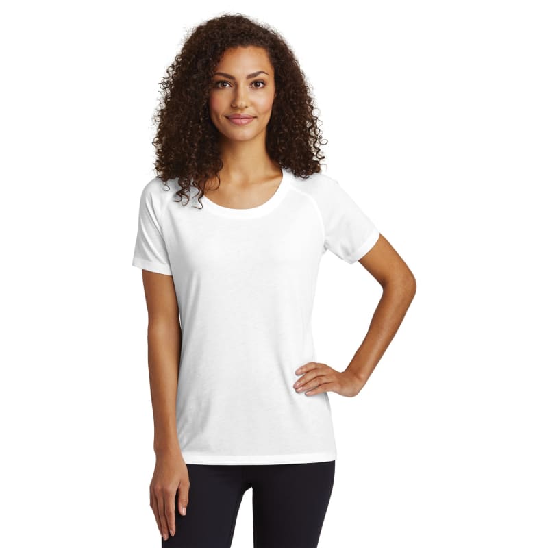 Sport-Tek Women's PosiCharge Tri-Blend Wicking Scoop Neck Raglan Tee. 48