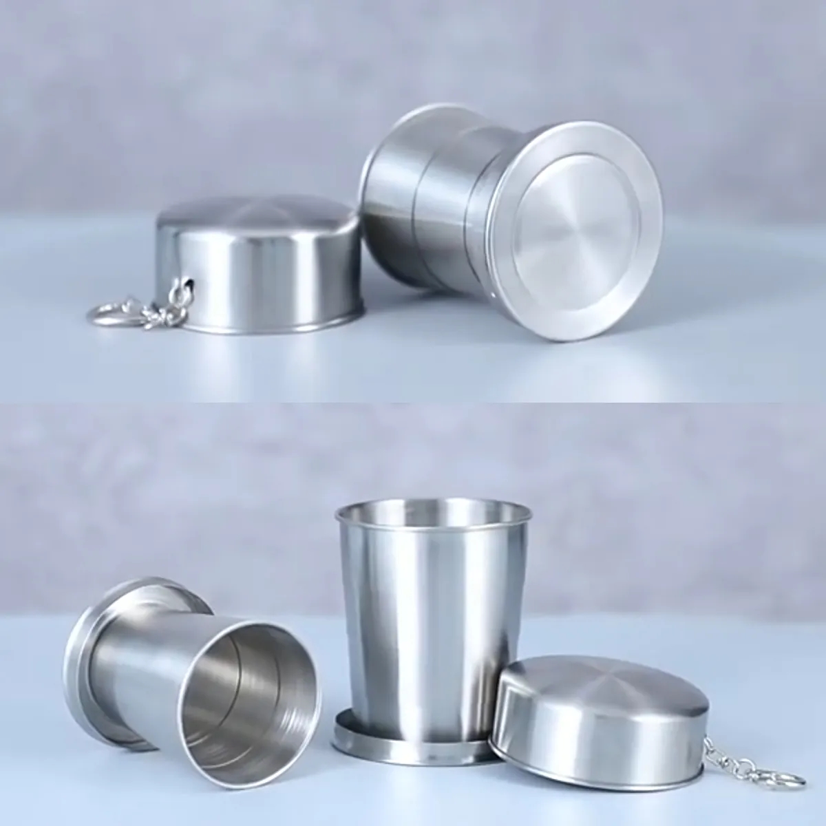 Outdoor Travel Stainless Steel Collapsible Cup Keychain 3