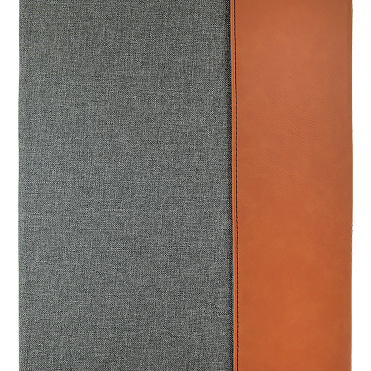 9 1/2" x 12" Rawhide Leatherette / Gray Canvas Portfolio with Notepad 2