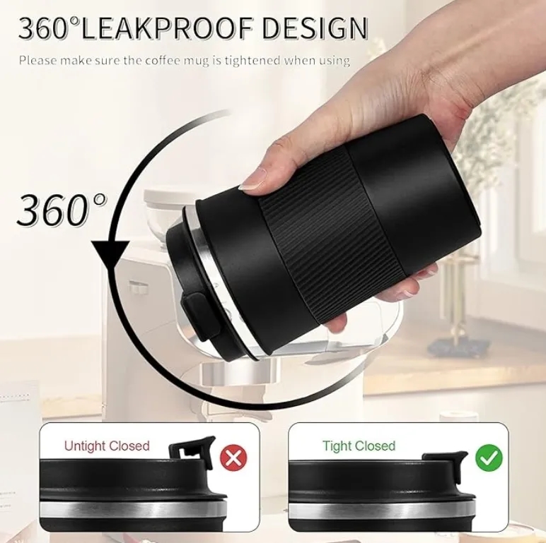 Custom Stainless Steel Travel Coffee Mug Leakproof Insulated 12oz 7