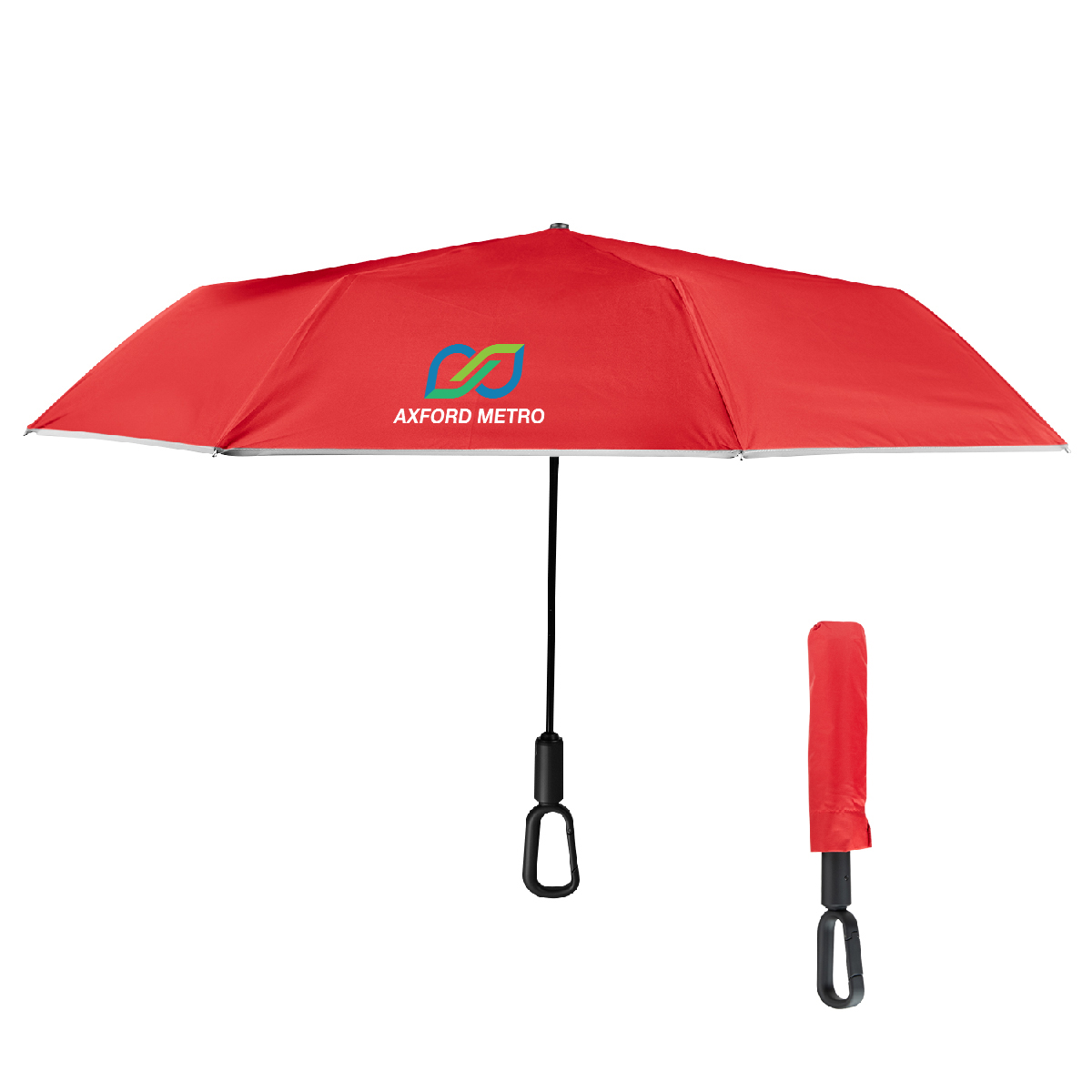 46" Arc Reflective Umbrella With Carabiner Handle 12