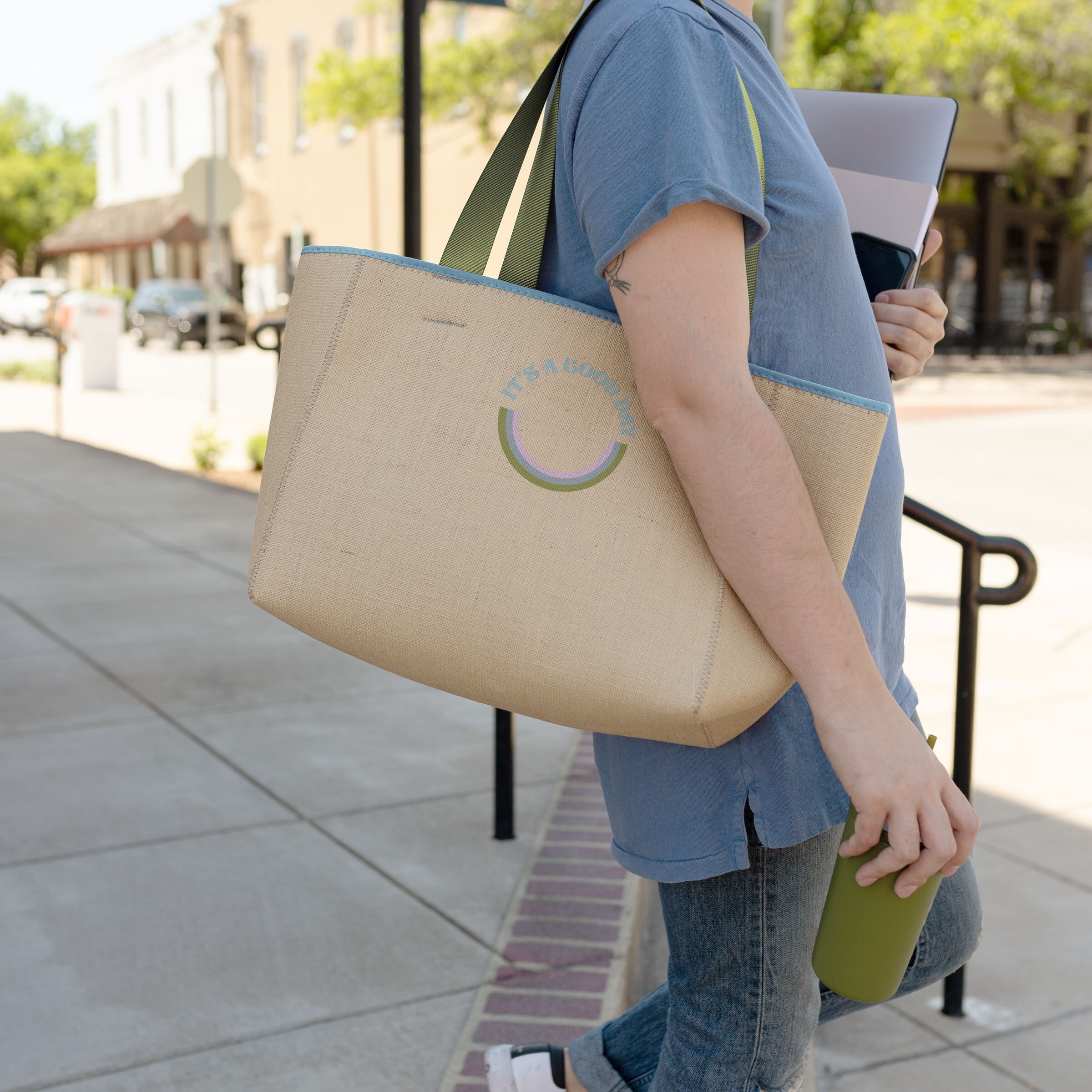 ALL DAY TOTE - BURLAP NEOPRENE - MEDIUM