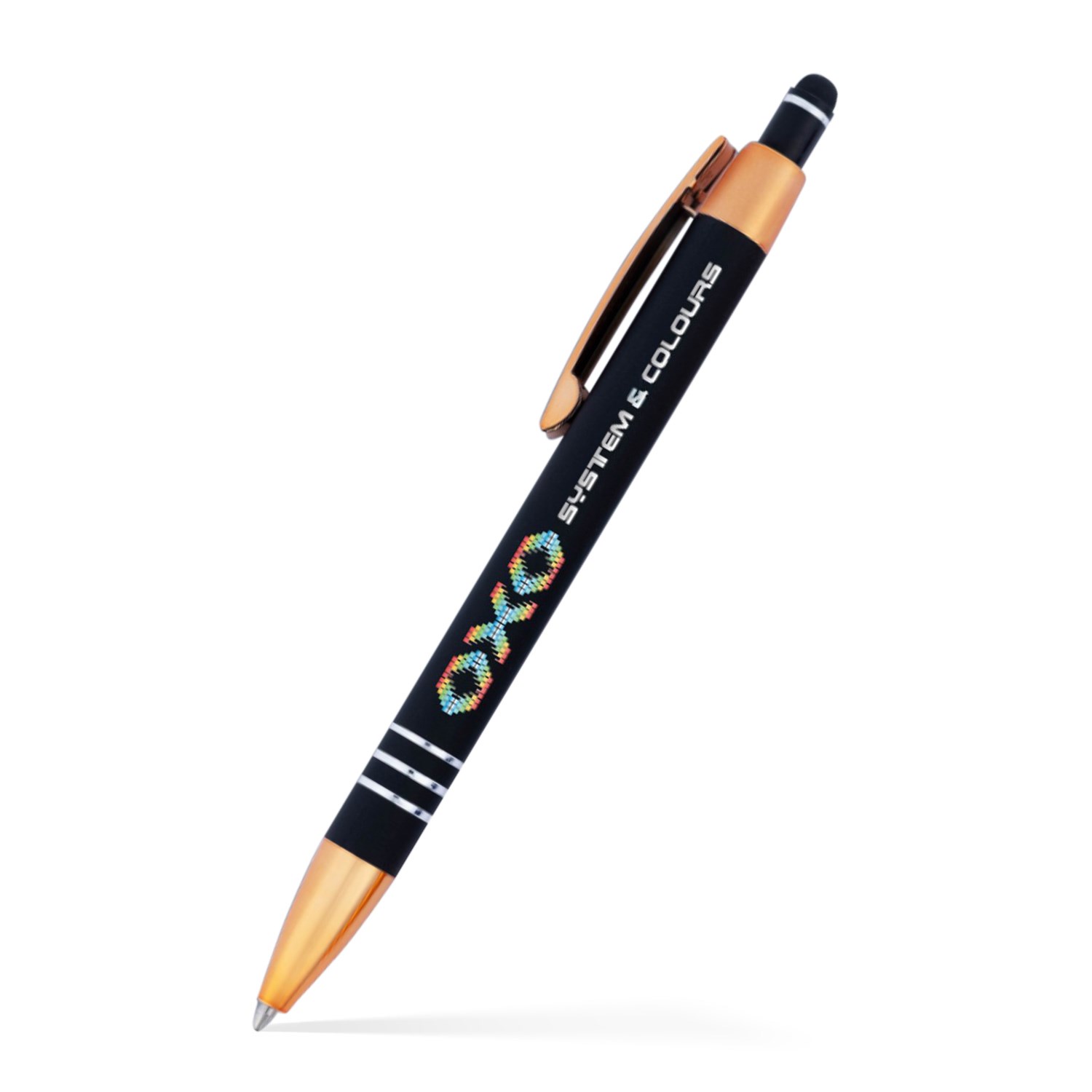 Penny Stylus Satin Soft Touch Click Metal Pen - Copper Accents (CLOSEOUT) 16