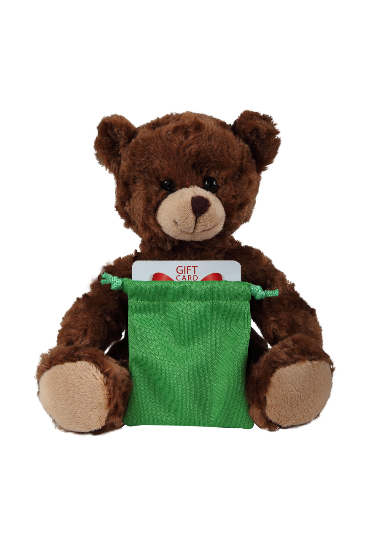 soft plush Chocolate Curly Sitting Bear with gift card sack 5