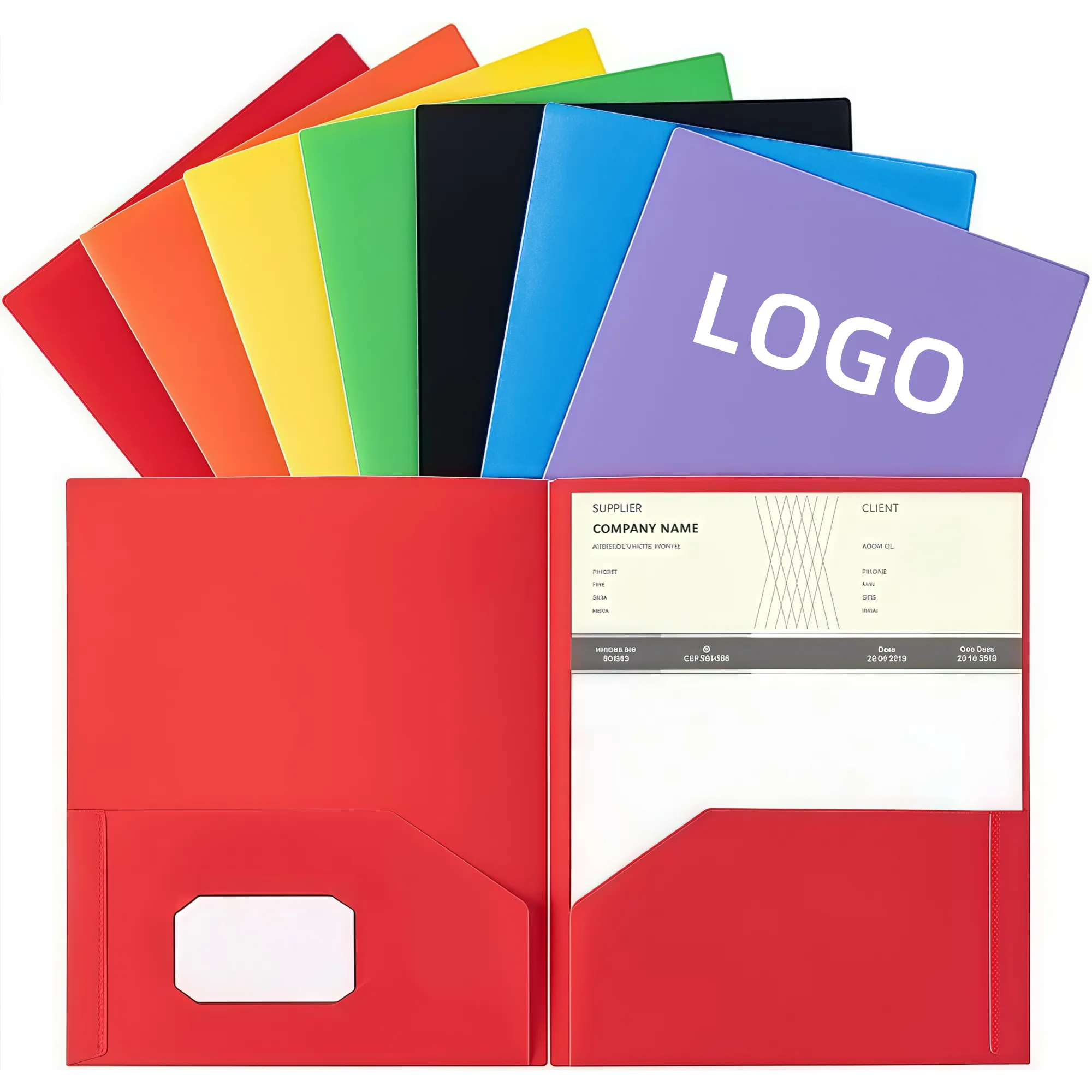 Plastic Folder with Pocket for Office High School 2