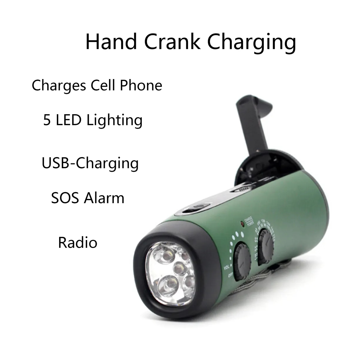 Portable Hand Crank Travel Camping LED Flashlight Radio 8