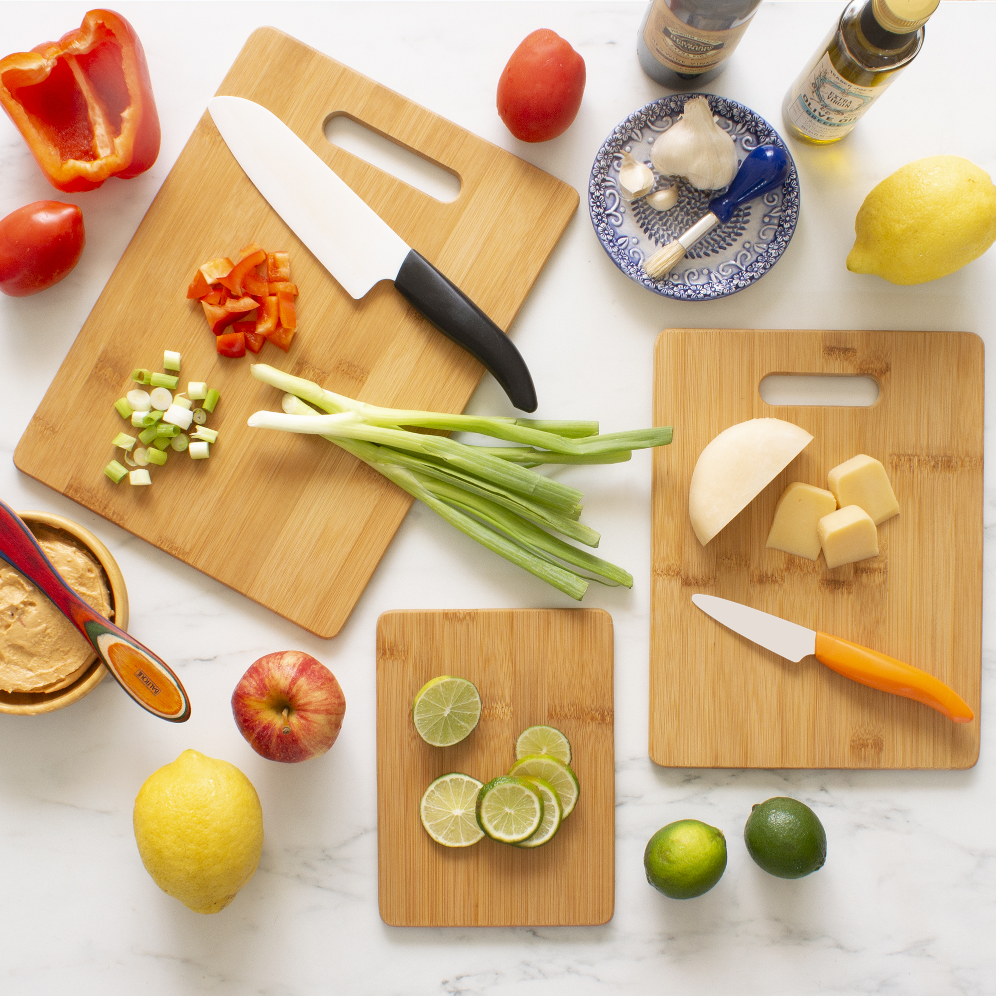 3-Piece Bamboo Cutting Board Set, 13" x 9-1/2", 11" x 8-1/2" and 8" x 6" 3