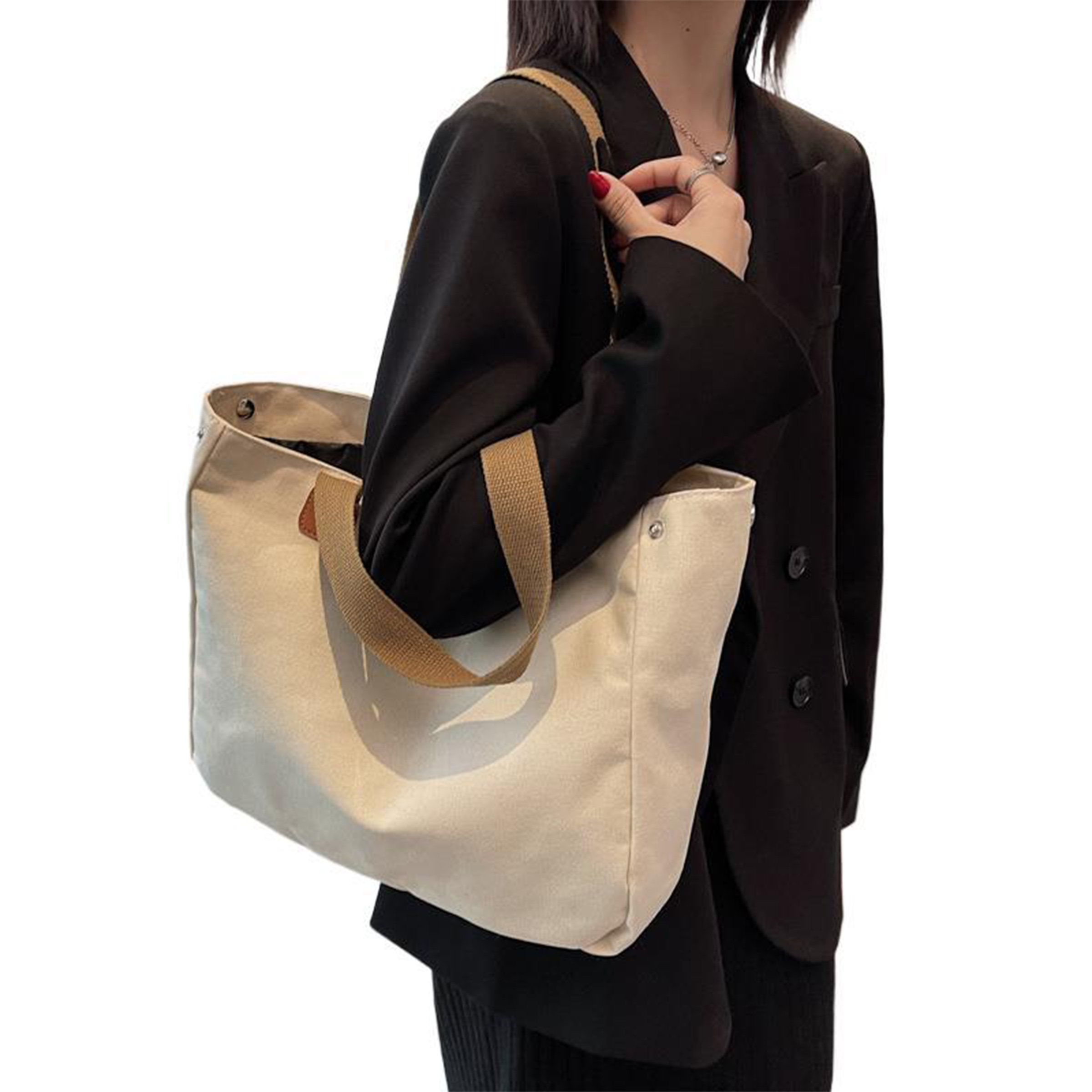Canvas Large Capacity Vintage Tote Bag, custom tote bag with logo imprint 8