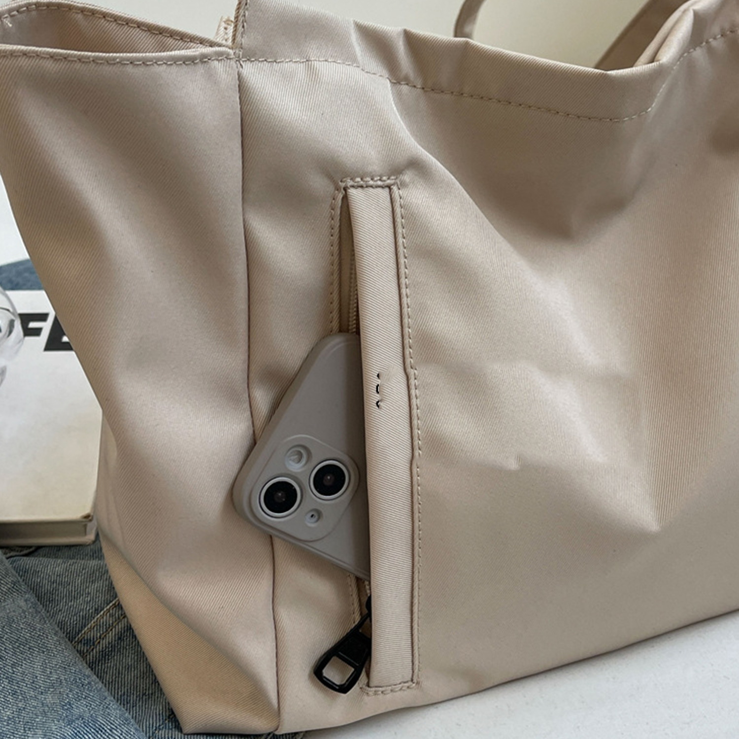 Large Capacity Nylon Casual Shoulder Tote Bag, custom tote bag with logo imprint 3