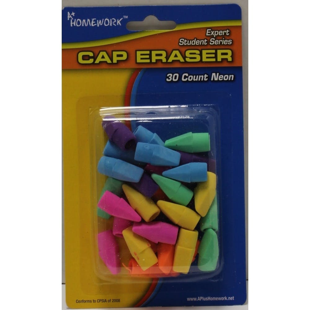 Erasers - Pencil Cap 30 Count Assorted Colors 2