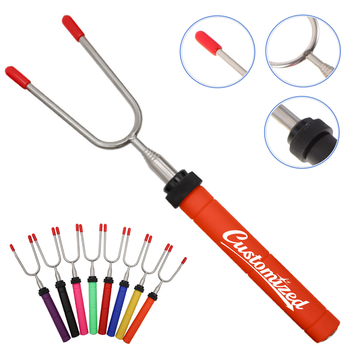 Telescopic Roasting Fork with Rubber Grip Handle 5