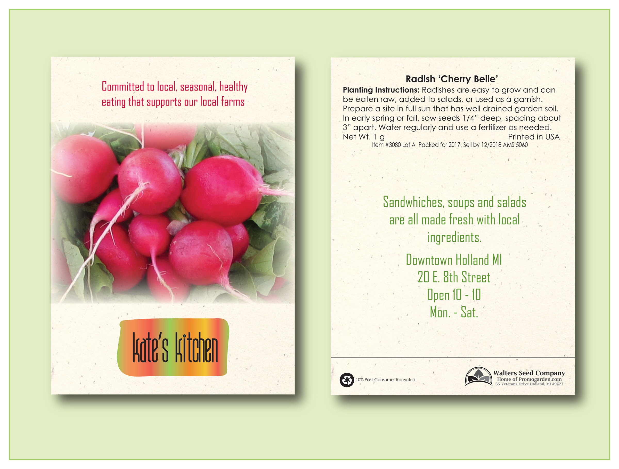 Radish 'Cherry Belle' Seed Packet - Size 3.25" x 4.5" 2