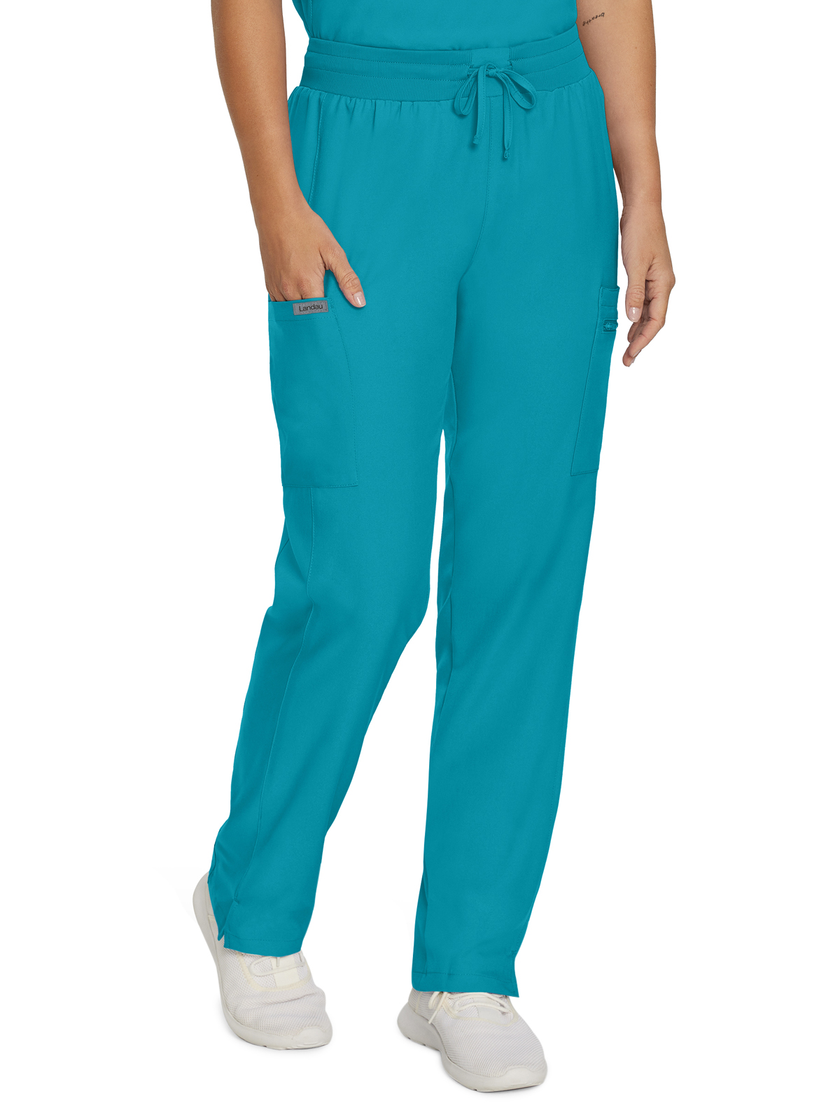 Landau - Forward - Women's Seven-Pocket Mid-Rise Rib-Knit Elastic Waist Cargo Pant 57