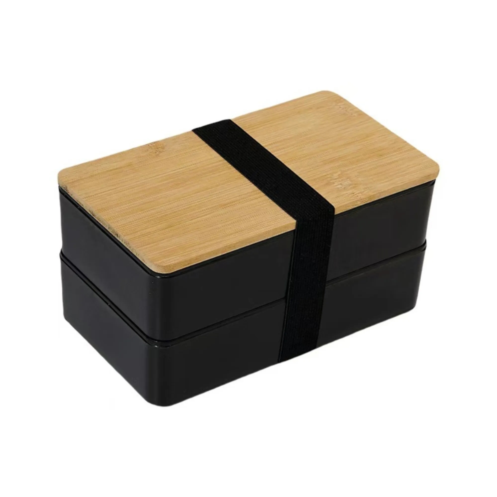 Wheat Straw Double-Layer Bento Box With Bamboo Lid 1