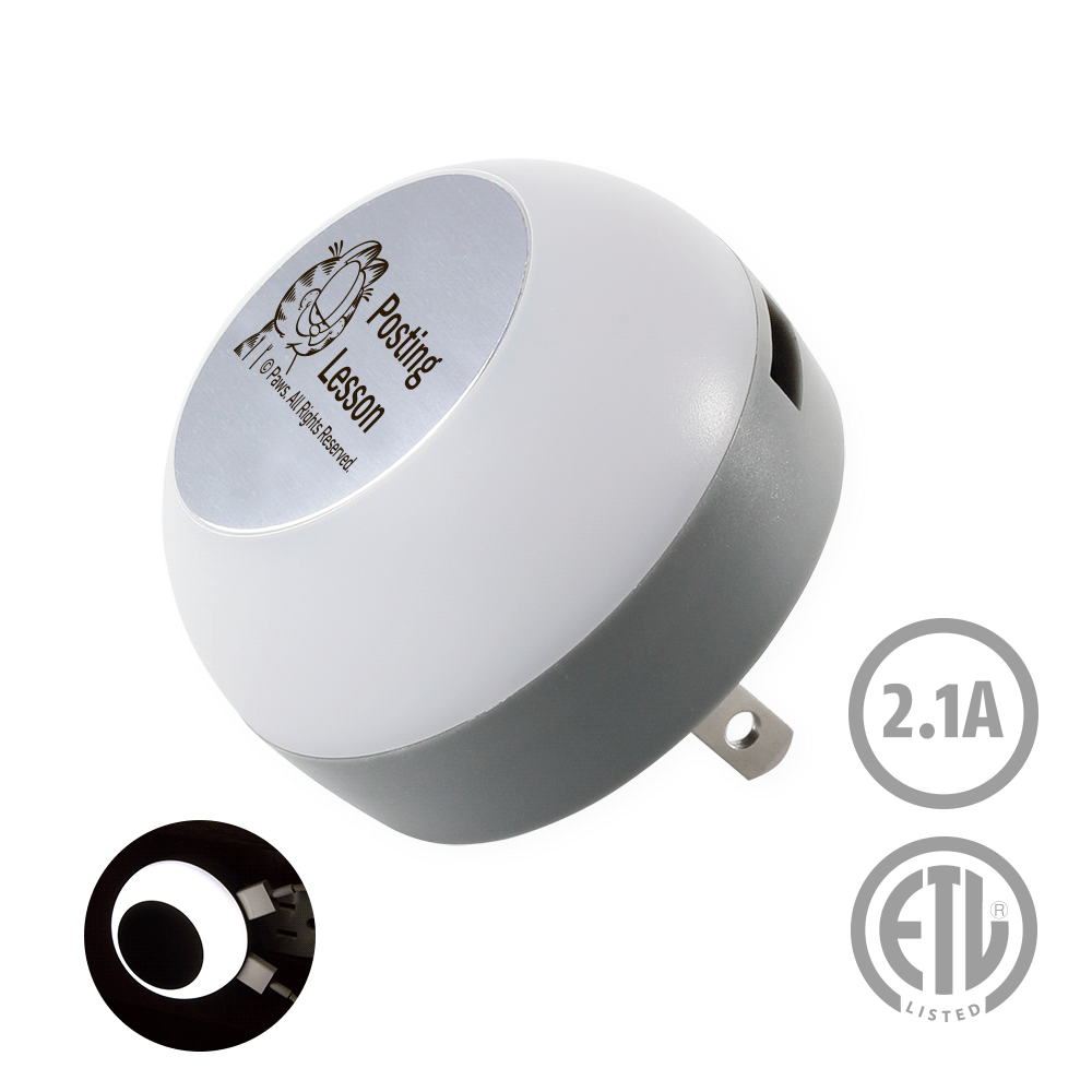 Ludlam ETL 2-Port Wall Charger Night Light 2