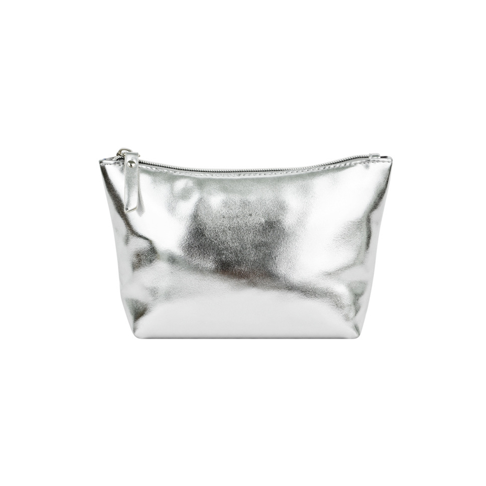 Silver Polyurethane Cosmetic Bag 7.1 x 2.4 x 5.6" 3