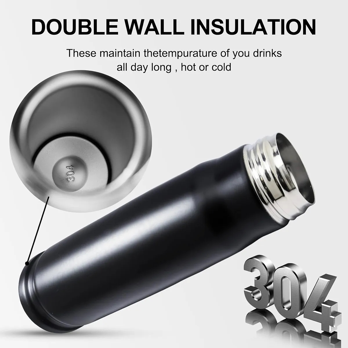 Unique 17oz 304 Stainless Steel  Bullet Shape Water Bottle 9