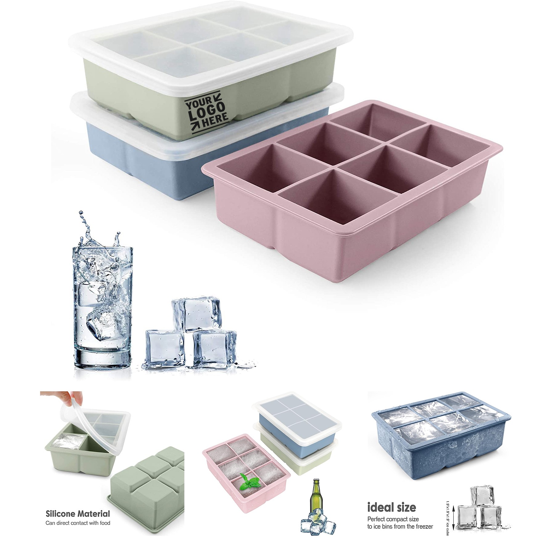 Large Size Silicone Ice Cube Molds 2
