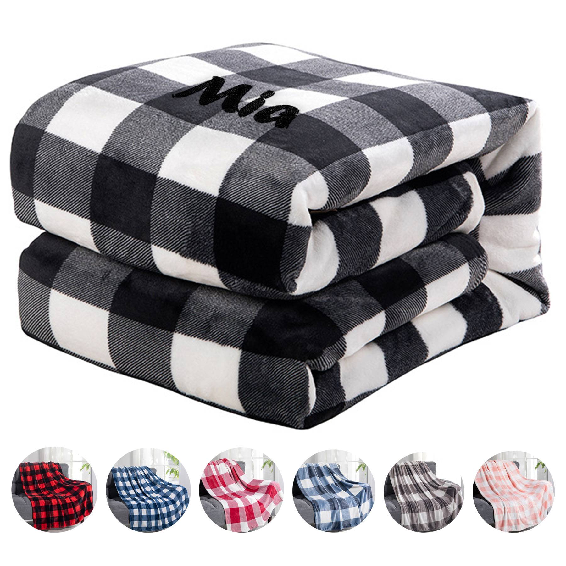 Polyester double-sided fleece plaid blanket 3