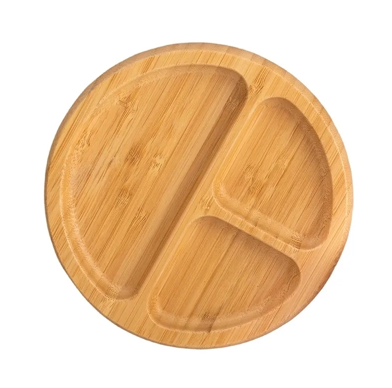 Wholesale Bamboo Divided Suction Plates for Toddlers Eco Friendly Baby Feeding Dish 3