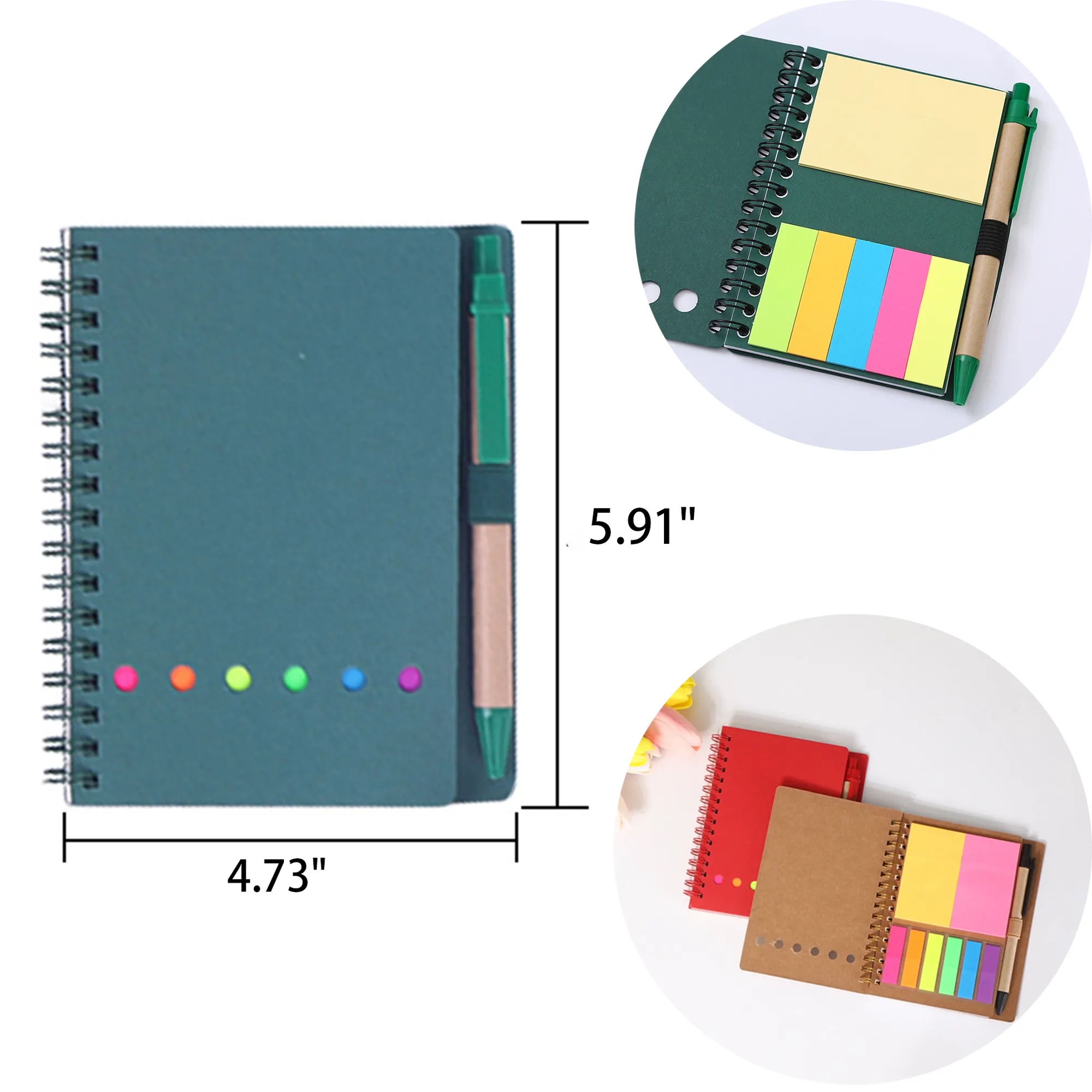 Spiral Notebook Lined Notepad with Pen and Sticky Notes 2