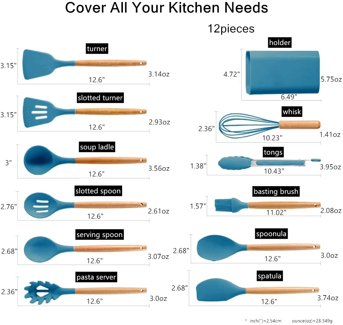 12 Pcs Silicone Cooking Kitchen Utensils Set 3