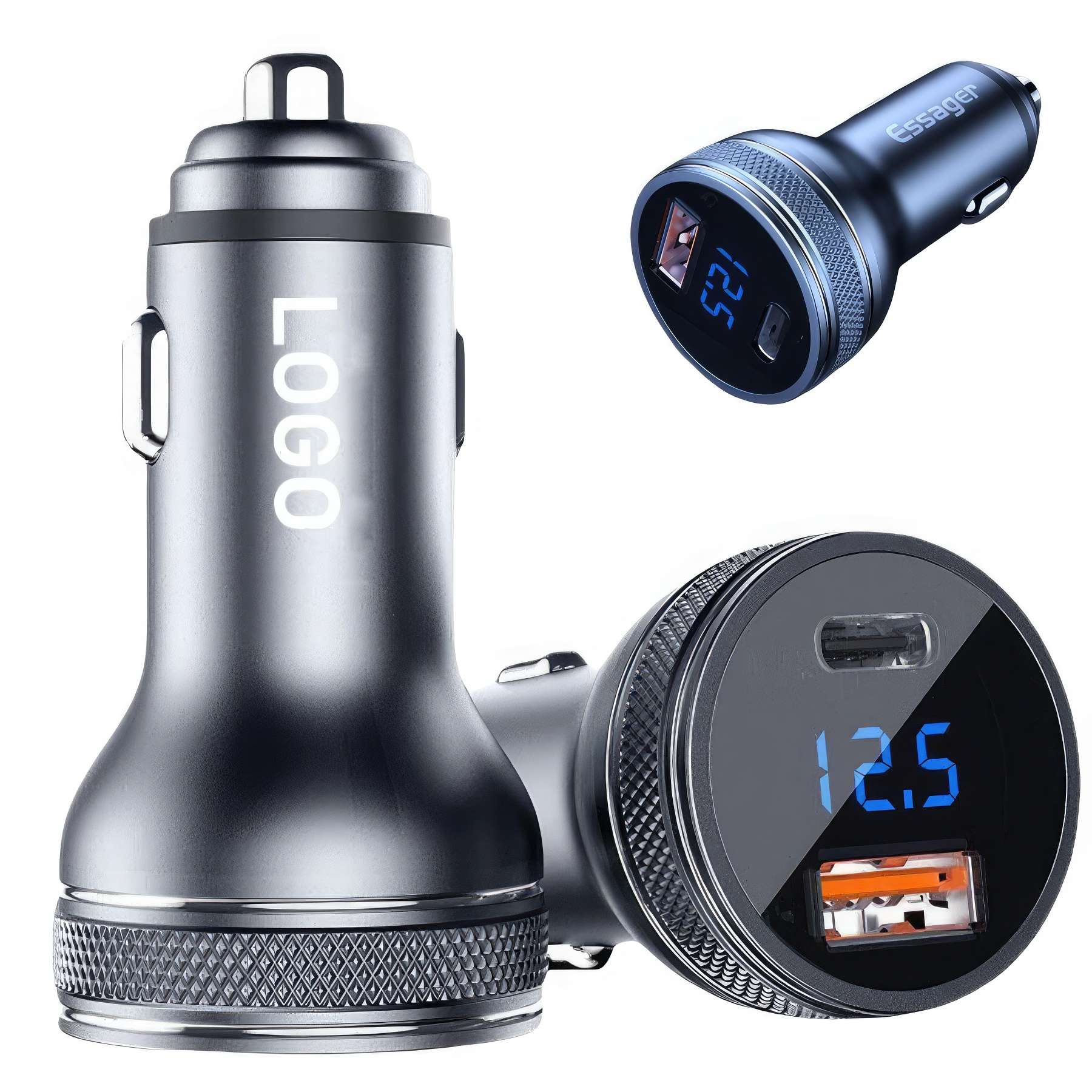36W Car Charger Dual Port Type C and 2.4a USB A 2