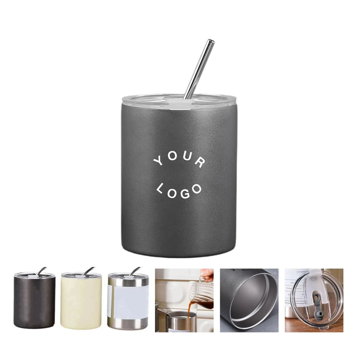 Stainless Steel Coffee Cup with Lid and Straw 3