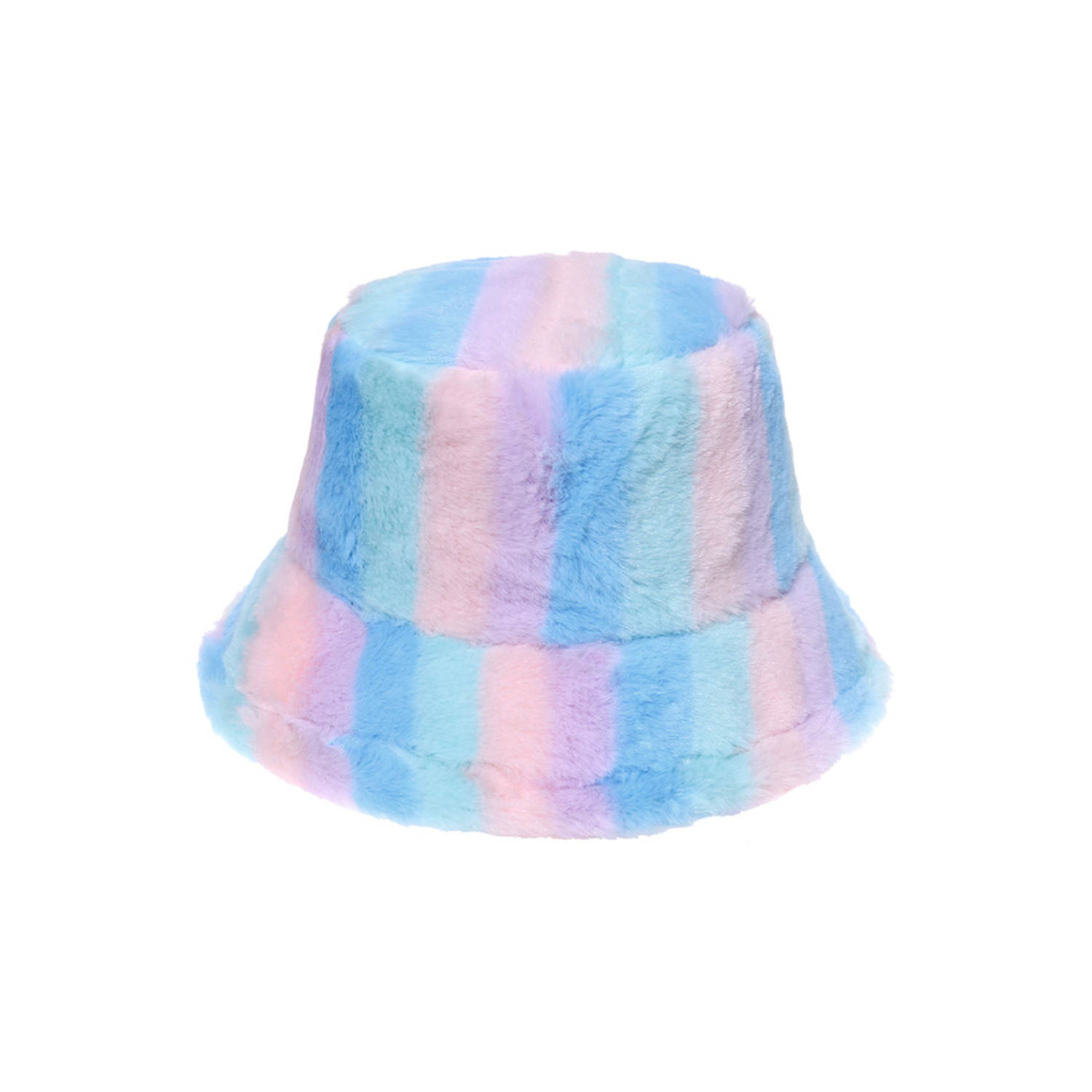 Winter Cute Rainbow Fluffy Bucket Hat 5