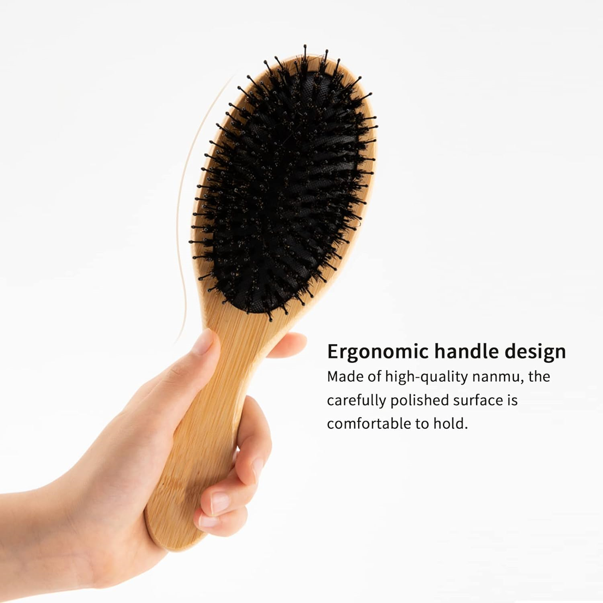 Boar And Nylon Bristles Wooden Hair Brush 2