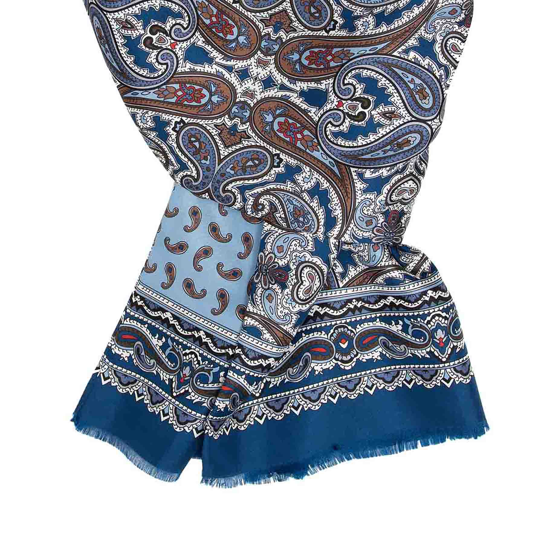 Double Printed Long Mulberry Silk Scarf with Fringed trims 4