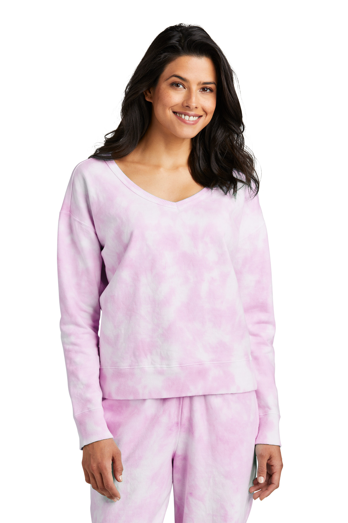 Port & Co Women's Beach Wash Cloud Tie-Dye V-Neck Sweatshirt LPC140V 27