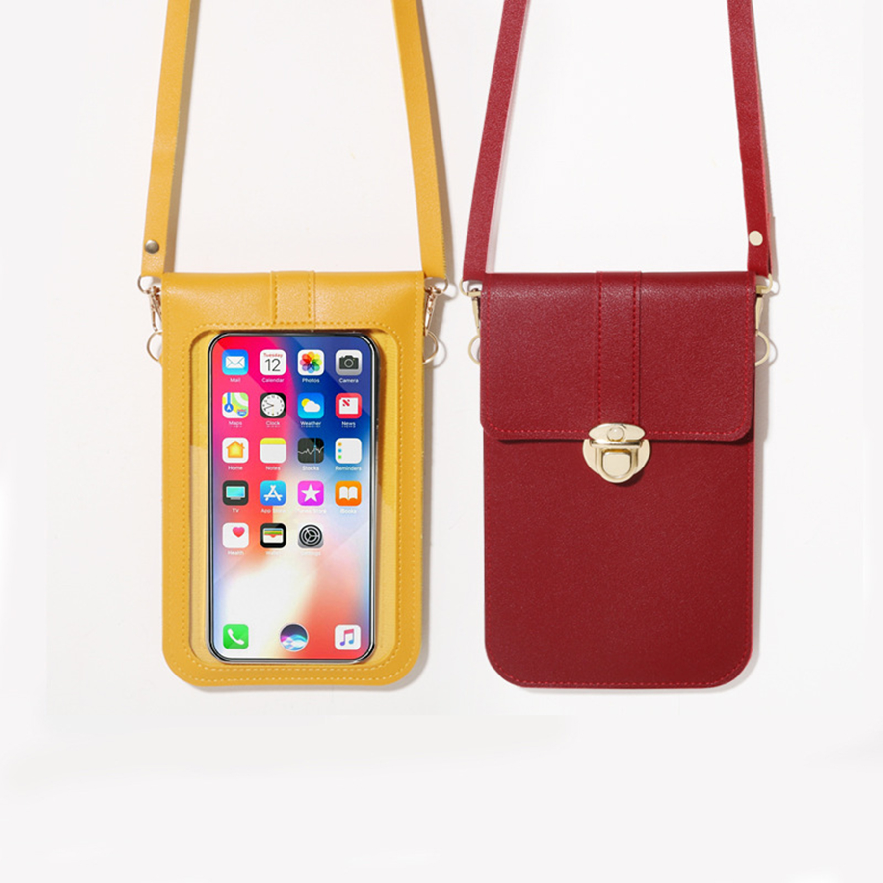 Leather Mobile Phone Bag With Clear Window 2